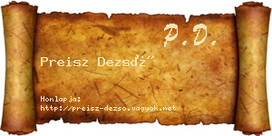 Preisz Dezső névjegykártya